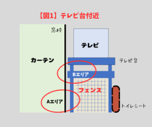 テレビ台付近